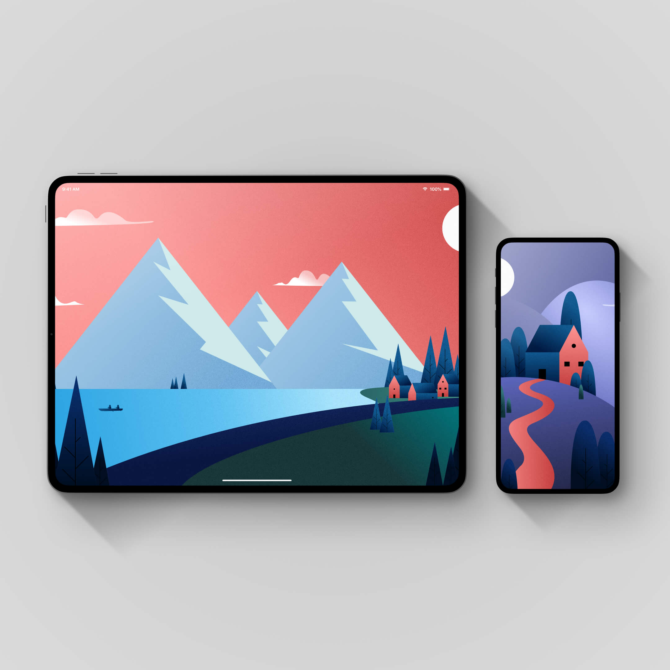 Illustrated Landscapes Wallpaper Pack