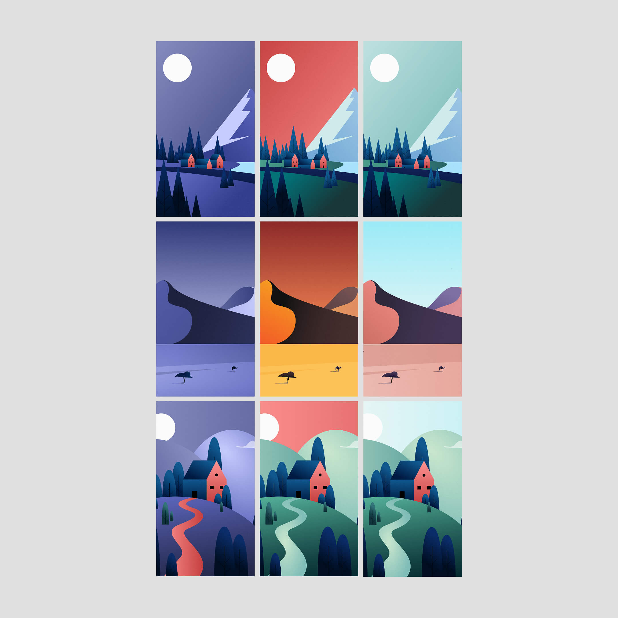 Illustrated Landscapes Wallpaper Pack